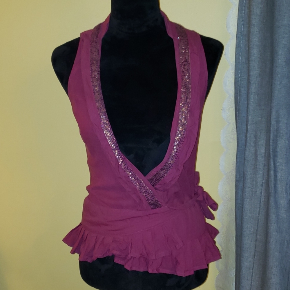 Free People Wrap Sequins Blouse